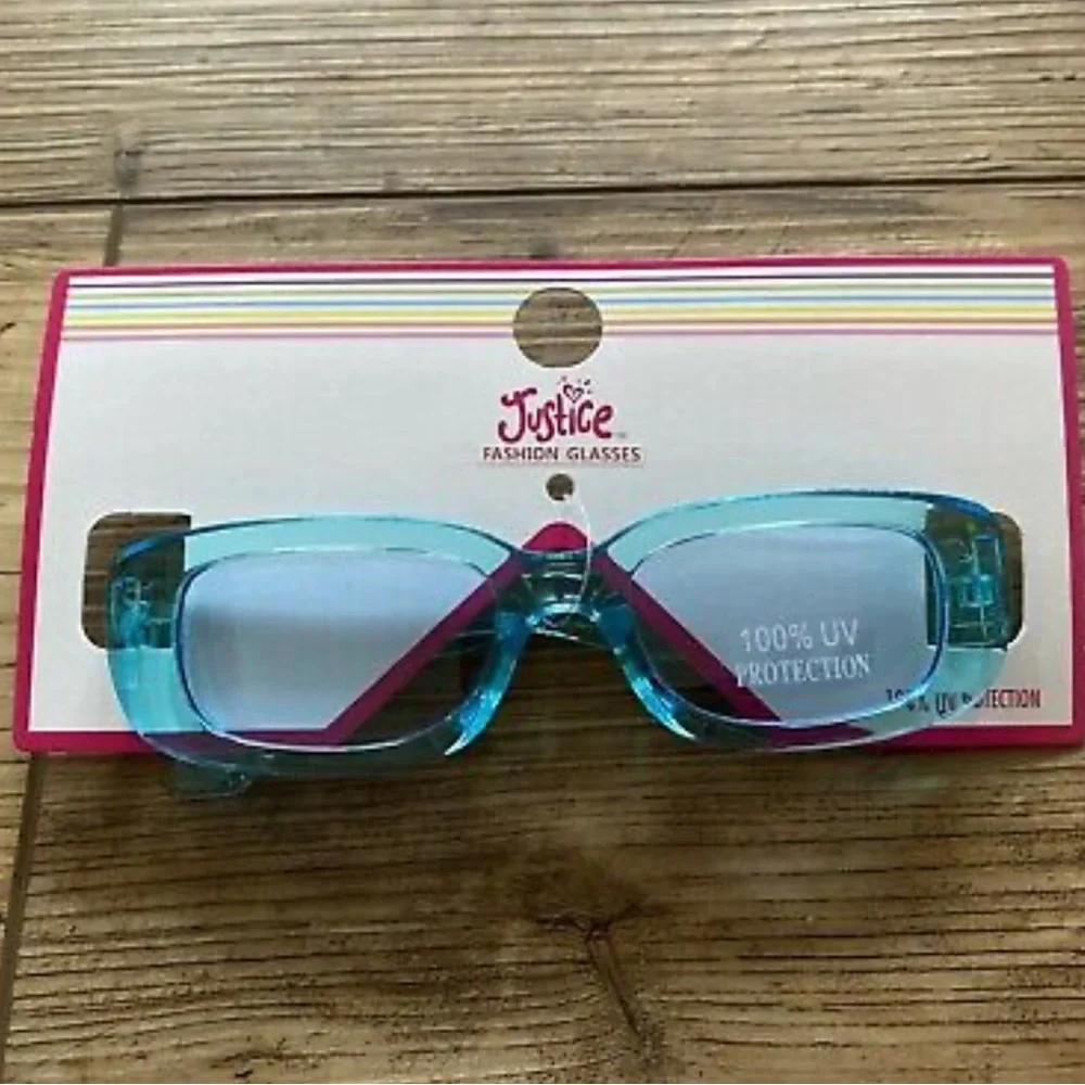 Justice Fashion Sunglasses 100% UV Protection Rectangle Turquoise kids Ages 3+